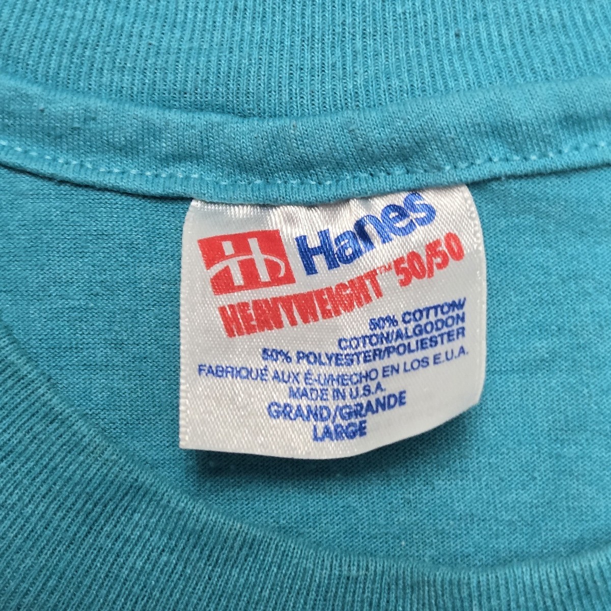 Vintage Hanes Heavyweight 50/50 Blank Tee Blue T-Shirt Single 