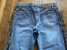 Moschino Jeans Donna Embellished Metal Logo Stamped Coins Womens Size 28 Vtg
