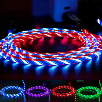 LED Light Up Fast Charger Cable USB Charging Data Cord For iPhone Samsung Galaxy
