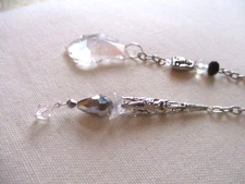 Handmade Pendulum for Divination, Crystal Handle, Black & Clear Crystals, OOAK