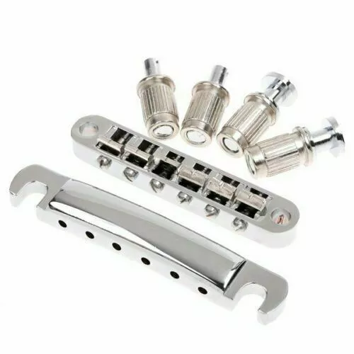 USA String Chrome Tunomatic Bridge Stopbar Set For Gibson LP Epiphone Guitar