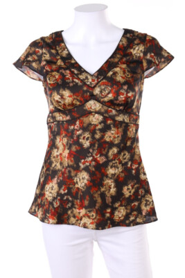 Ann Taylor LOFT Kurzarm-Bluse Print 0 = D 32 dunkelbraun