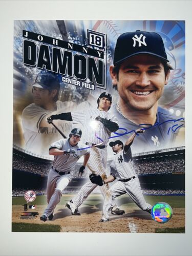 JOHNNY DAMON NEW YORK YANKEES SIGNED AUTOGRAPHED 8x10 PHOTO - Picture 1 of 3