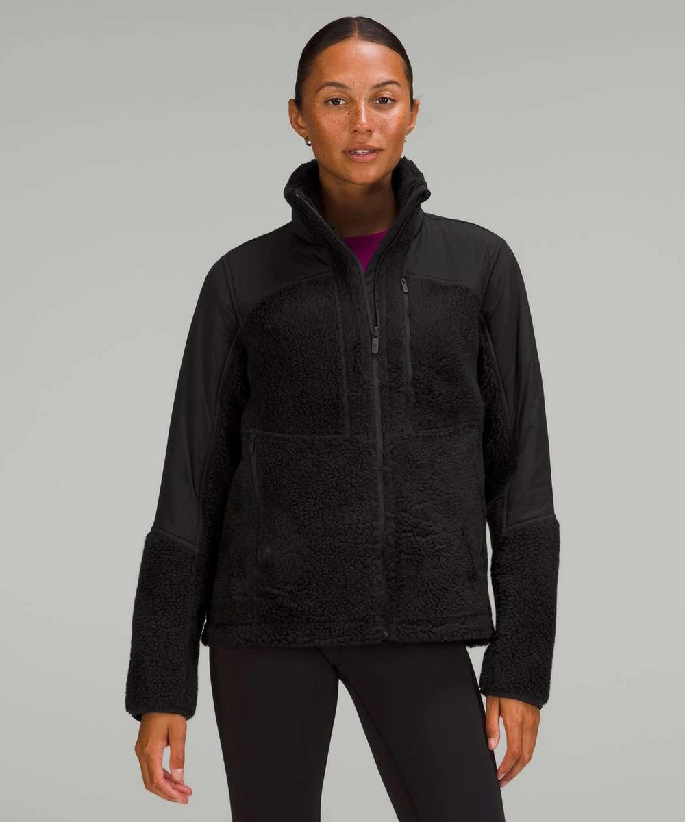 NWT Lululemon Black Textured Fleece Full Zip Jacket Size 6