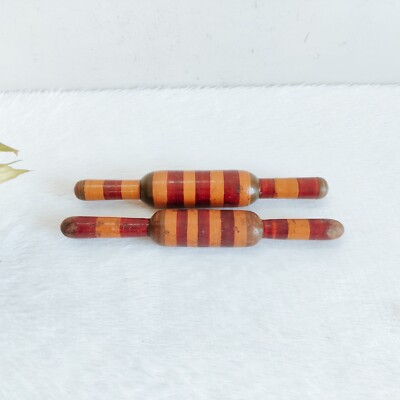 1920 Vintage Handmade Lackiert Tortilla Bread Bakers Holz Roll Pin 2Pc W27