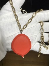 Allen Schwartz Orange Pendant Necklace GoldTo...