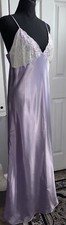 Valerie Stevens Vintage Shimmery Lavender Satin Nightie Slip Dress Lingerie Med