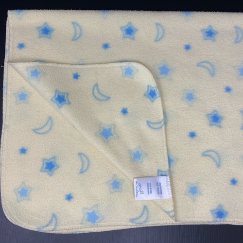 Small Wonders Yellow Baby Blanket Blue Stars Moons Fleece Security Lovey - Picture 2 of 5