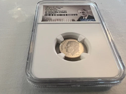 2018-S CLAD ROOSEVELT DIME FIRST RELEASE NGC PF70 U.C. "PORTRAIT LABEL" TOP POP