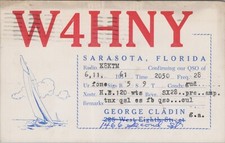 vintage amateur ham radio QSL postcard W4HNY George Cladin 1961 Sarasota Florida