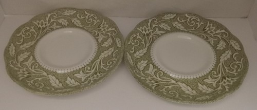 VTG J&G Meakin England Renaissance Green Sterling 2 Tea Cups & 2 Saucers - Picture 3 of 14