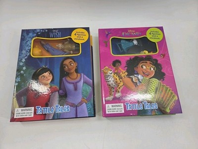 (Lot Of 2) Tattle Tales Disney Encanto &  Wish W/ Toy Figurines & Storybook 