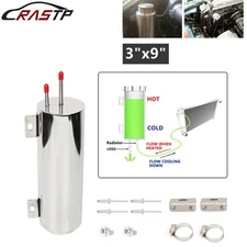 32OZ 3" X 9" Polished Stainless Steel Radiator Coolant Over Flow Puke Tank Can