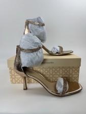Jewel Badgley Mischka Genny Curvy Heel Sandals Rose Gold Size 9.5