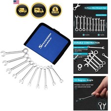 10 Pcs Mini Combination Wrench Set, 4-11mm Open and Box End for Automotive, I...
