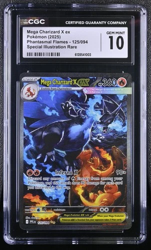 2025 Pokemon Phantasmal Flames #125/094 Mega Charizard X ex CGC 10