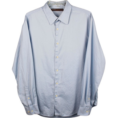 Perry Ellis Shirt Men's Long Sleeve Collared Button Front Light Blue Size XL