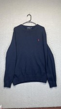 Polo Ralph Lauren Sweater Mens XL Blue Crewneck Knit Red Pony Logo Pullover