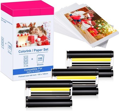 Patronen & Fotopapier für Canon KP-108IN RP-108 Selphy CP1300 CP1200 1000 CP1500