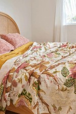 Hand Block Print Cotton Kantha Quilt Throw Blanket Bedspread Gudari Throw