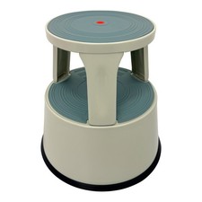 Durable Grey Steel Kick Step Stool Non-Slip Portable for Home Office Warehouse