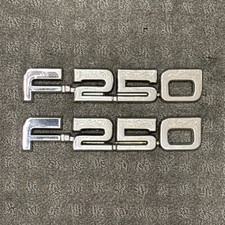 1987-1991 Ford F-250 Front Fender Emblems Chrome Badges Pair Oem Bricknose 1987-1991 Ford F-250 Front Fender Emblems Chrome Badges Pair Oem Bricknose