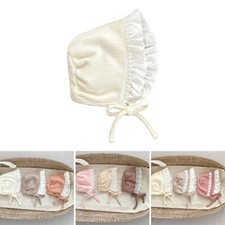 Girls Lace Trim Hat Windproof Bonnet Stylish Sun Protections Hat with Ties Gift