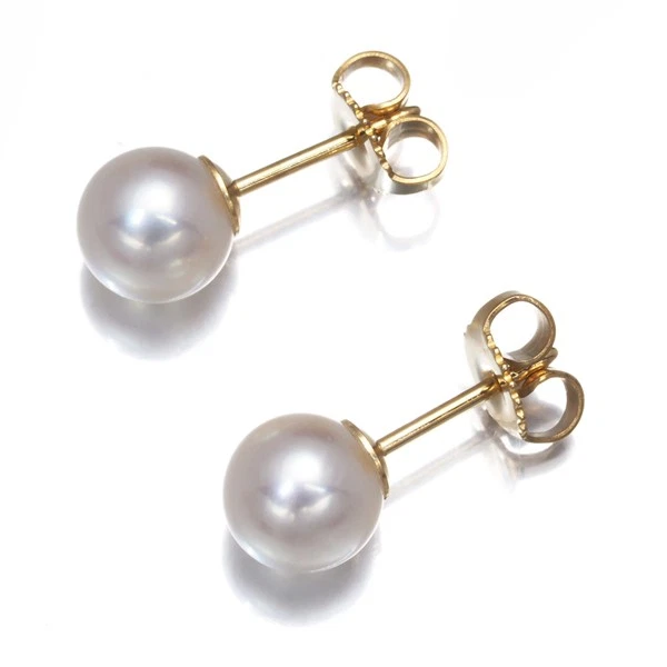 Auténtica Tiffany&Co. Pendientes Perla 7.2mm Solitario Oro Amarillo 18K 750  Foto 3 de 4