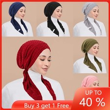 Instant Hijab Turban Pre-Tied Wrap Hat Muslim Women Long Tail Bonnet Chemo Cap