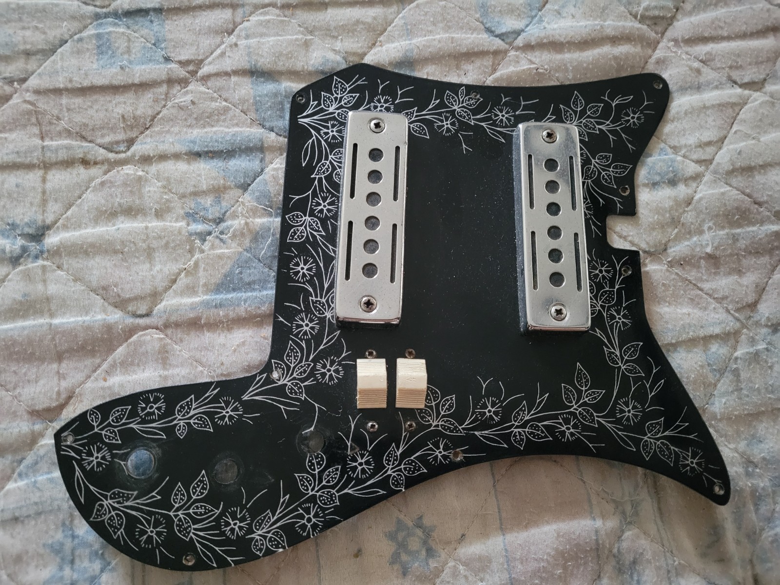 vintage TEISCO TULIP guitar pickguard, pickups & switches