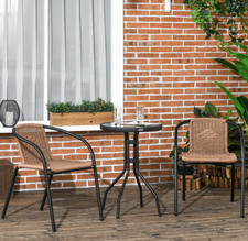 Outdoor Bistro Set Metal Patio 2 Seater Cafe Garden Rattan Coffee Table Chairs