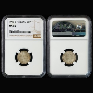1916 S FINLAND 50P NGC MS 65