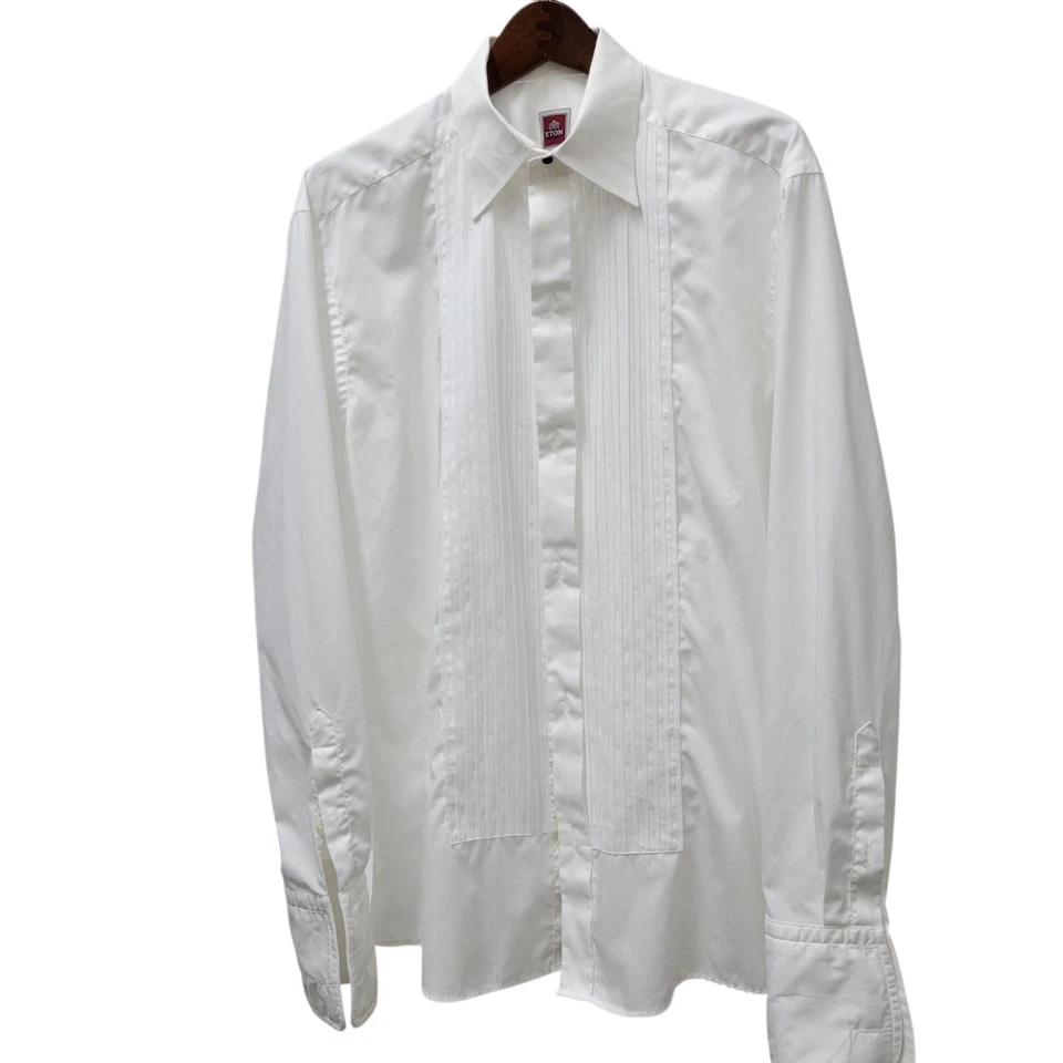 Vestido de esmoquin Eton para hombre etiqueta roja manga larga puño francés camisa blanca 42 16,5  Foto 3 de 4
