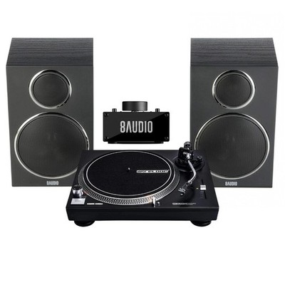 Reloop Belt Drive Turntable with AAV-8XA Amplifier and Full Range Speakers