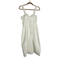 Madewell White Lace Trim Eyelet Midi Dress Sweetheart Neckline 100% Cotton 2