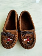 Minnetonka Moccasin Thunderbird Toddler Kid's Size 10 Brown Suede Leather EUC