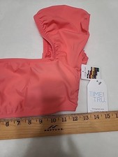 TIME AND TRU "Peachglow" Bikini Top With Sleeves; Size M 8-10 ; NEW
