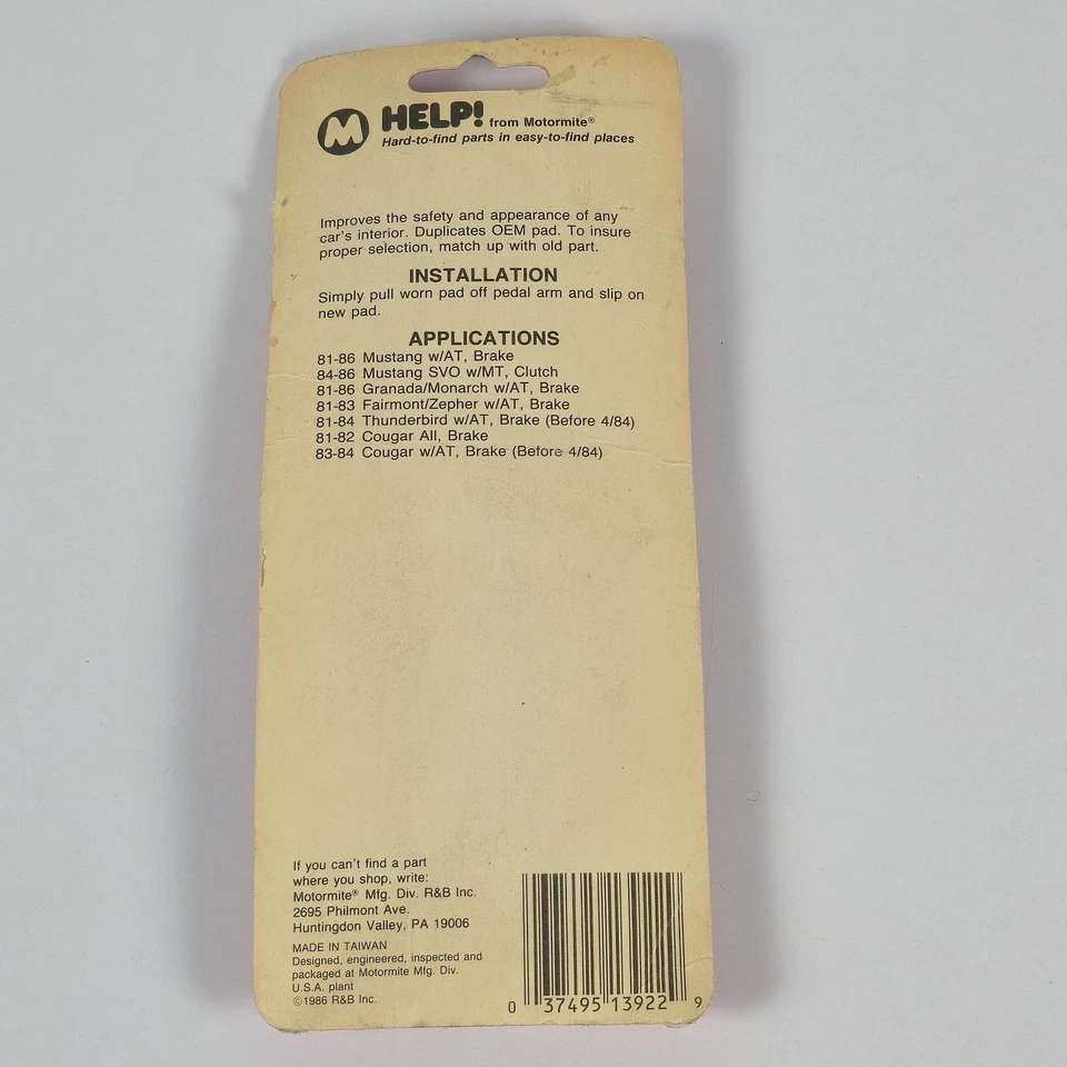Pastilla de pedal de freno 81-86 Ford Mustang Cougar Dorman 13922 Granada Fairmont Foto 2 de 4
