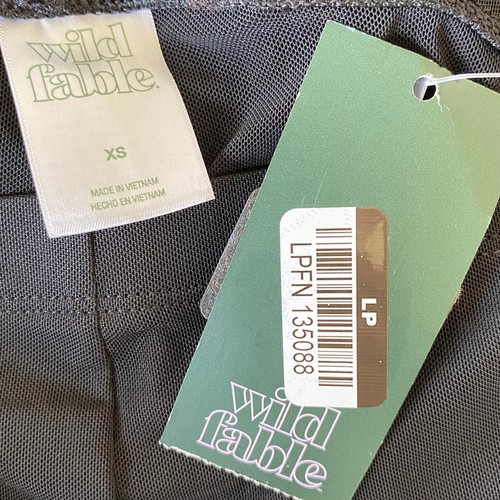 NEW WILD FABLE Flare Leg Sheer Mesh Pants Black Size XS Lettuce Hem Cover Up - Foto 3 di 4
