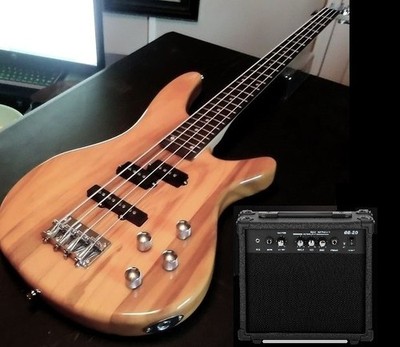  FREE SHIPPING! +AMP! I Style Electric Bass Guitar +P & Jazz Style Pups!