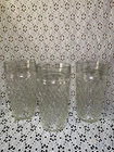 VTG Anchor Hocking Lot of 3 Cut Diamond Quilted Clear Glass Drinking Glasses
