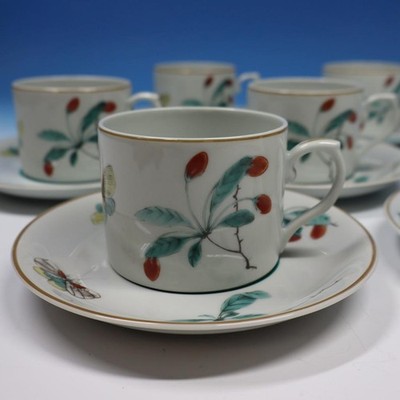 Mottahedeh Vista Alegre Porcelain - Famille Verte - 6 Cups and Saucers