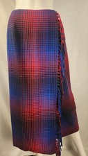 Vintage Plaid Pendleton Wool Wrap Skirt With Fringe 6
