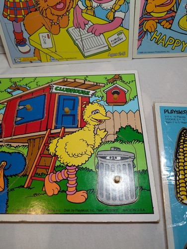 4x Puzzle Vintage Playskool Legno Sesame Street Biscotti Monster Big Bird - Foto 6 di 11