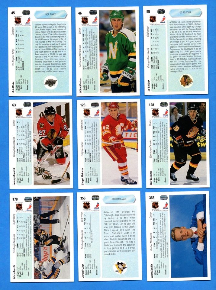 1990-91 Upper Deck NHL Hockey Low Series Set #1-400 - Jagr, Belfour, Modano RCs! - Image 3 of 4