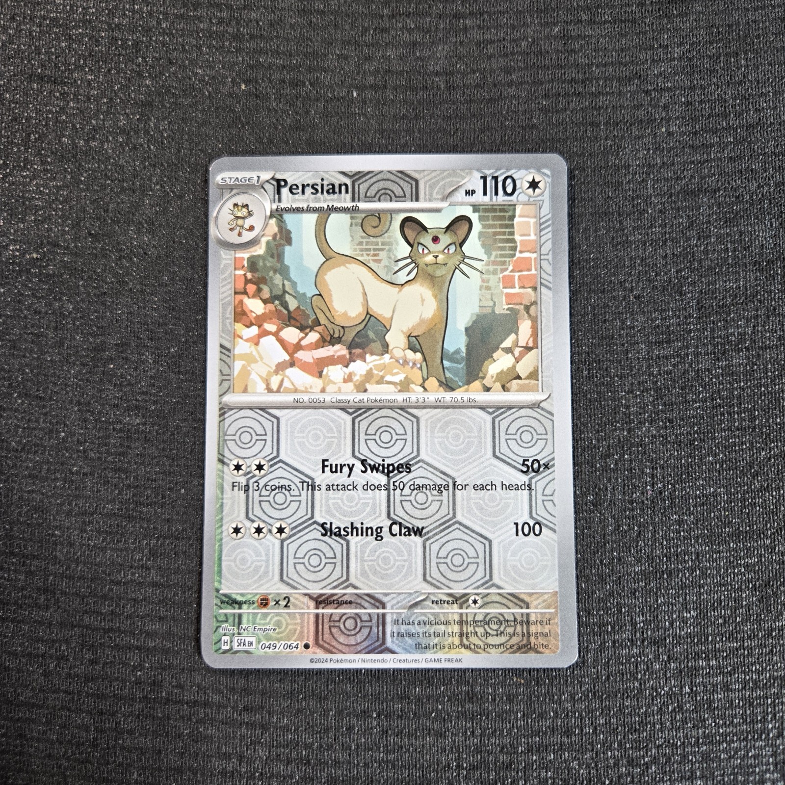 Pokemon TCG Shrouded Fable Persian Reverse Holo Card 49/64