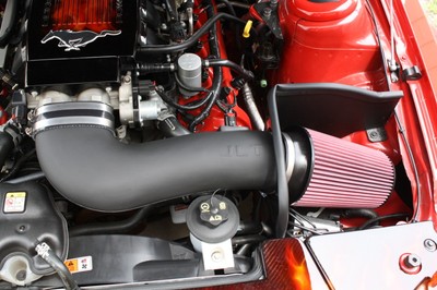 JLT 05-09 Ford Mustang GT Series 3 Black Textured Cold Air Intake Kit w/Red