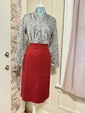 Falda vintage Rodier Paris lana roja línea A