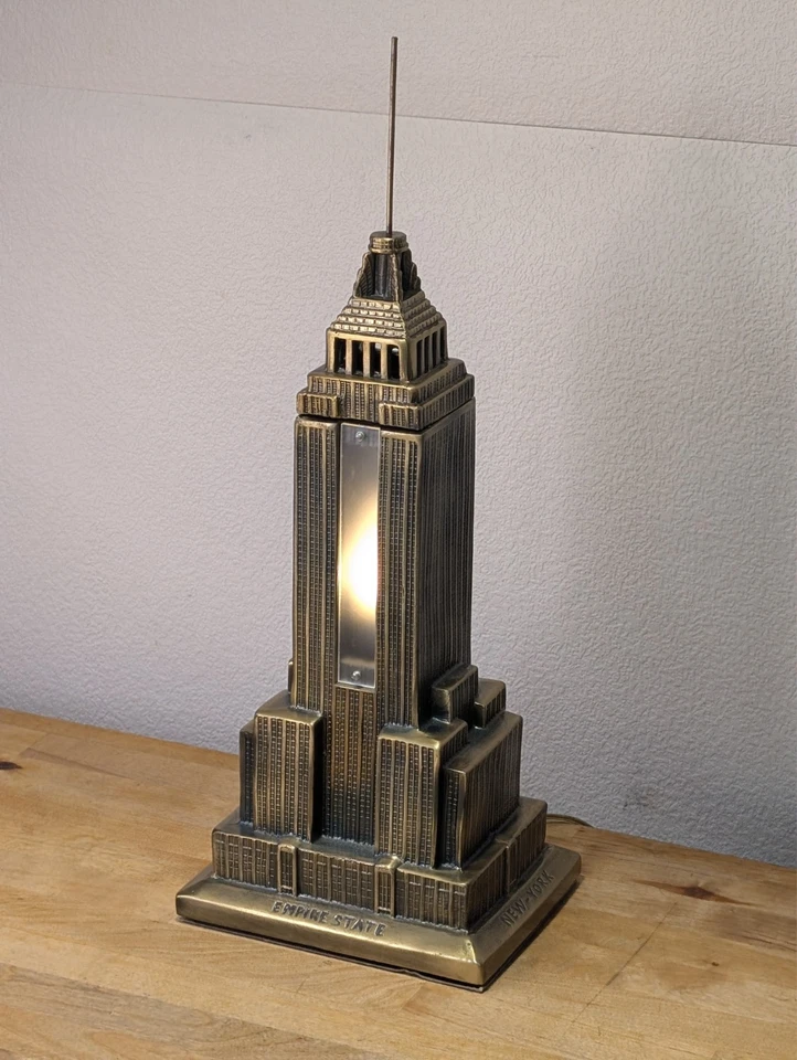 Vintage Sarsaparilla Art Deco Empire State Building Lamp Metal Sculpture 18" - Image 2 of 4