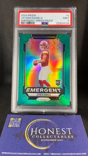 Jayden Daniels (RC) Grade PSA 9 - 2024 Panini Prizm Emergent Green Prizm #2